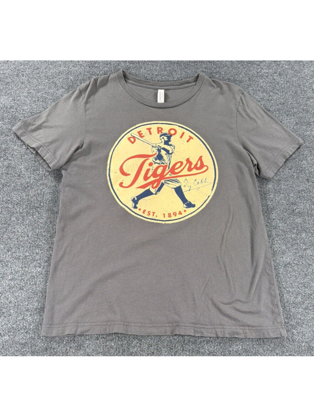 Detroit Tigers Est. 1894 Canvas Brand T Shirt Gray-Men's Large
